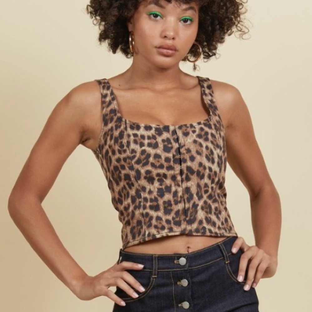 Miaou Cheetah Print Corset Top
